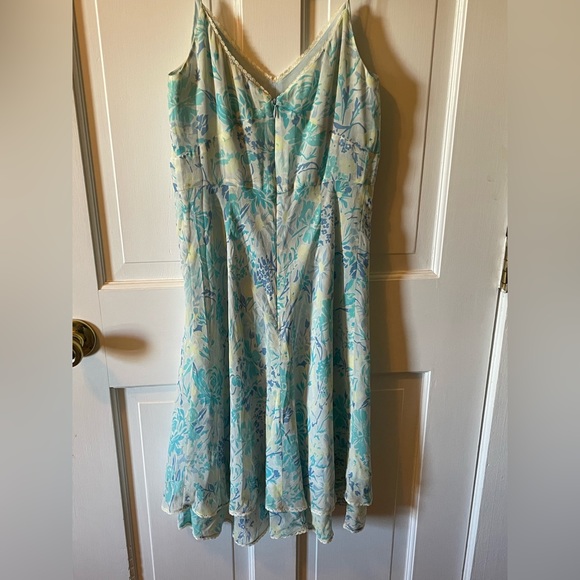 Ann Taylor Women’s Blue Yellow Green Summer Floral Dress - Picture 4 of 5